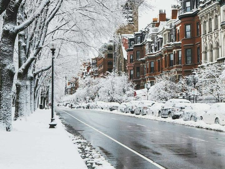 Winter Street Scene in Boston, Massachusetts